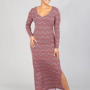 Vertigo Paris Red and White Long Sleeve Dress